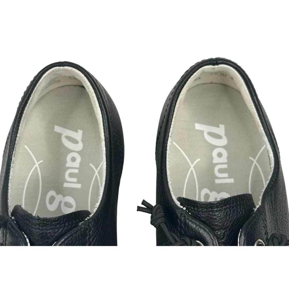 Paul Green Hadley Platform Sneaker Black Leather Womens US 9 UK 6.5 New $378